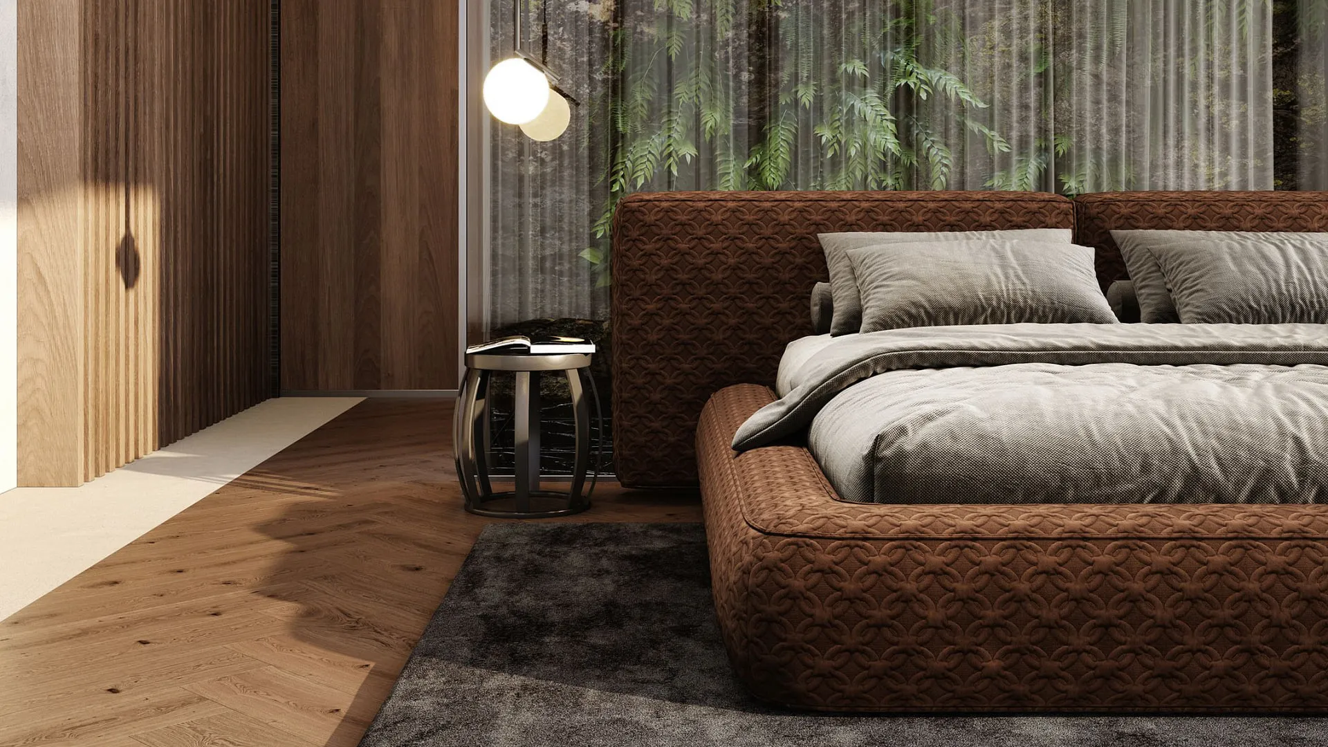 Heller Wohnraum mit gepolstertem Sofa und textilen Akzenten